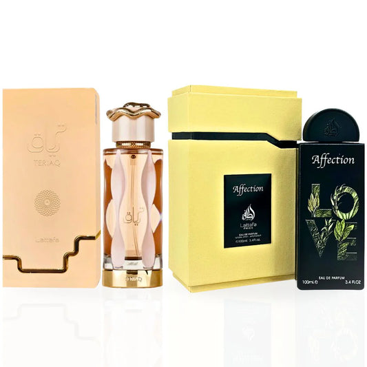 Teriaq & Affection Eau de Parfum Sprays 100ml (3.4 oz) by Lattafa (Bundle)