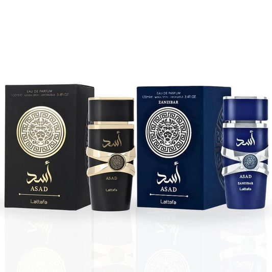 Asad & Asad Zanzibar Eau de Parfum Sprays 100ml (3.4 oz) by Lattafa (Bundle)