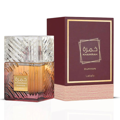 Khamrah & Khamrah Dukhan Eau de Parfum Sprays 100ml (3.4 oz) by Lattafa (Bundle)