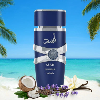 Asad & Asad Zanzibar Eau de Parfum Sprays 100ml (3.4 oz) by Lattafa (Bundle)