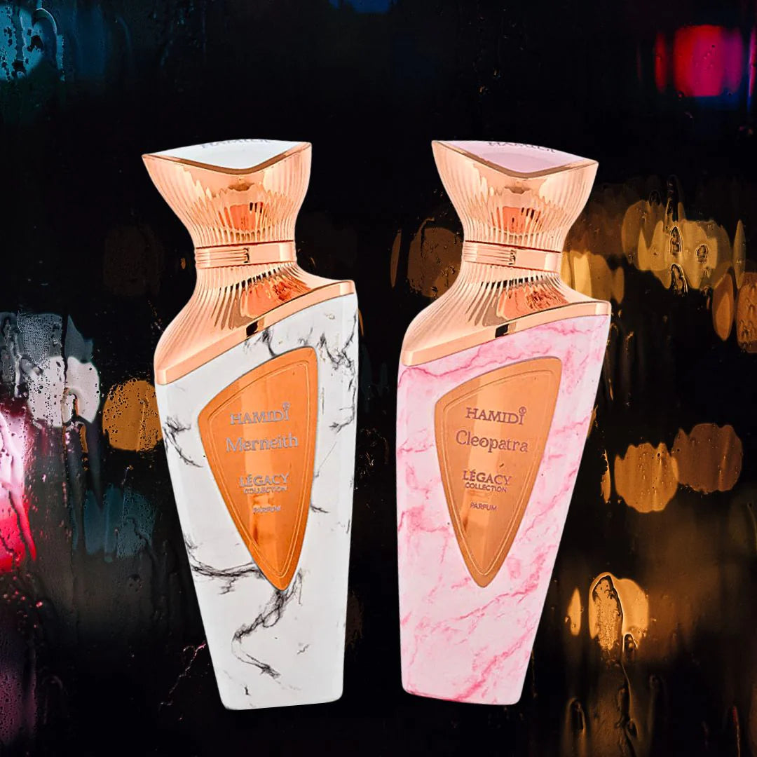 Legacy Cleopatra & Legacy Merneith Eau de Parfum Sprays 100ml (3.4 oz) by Hamidi (Bundle)