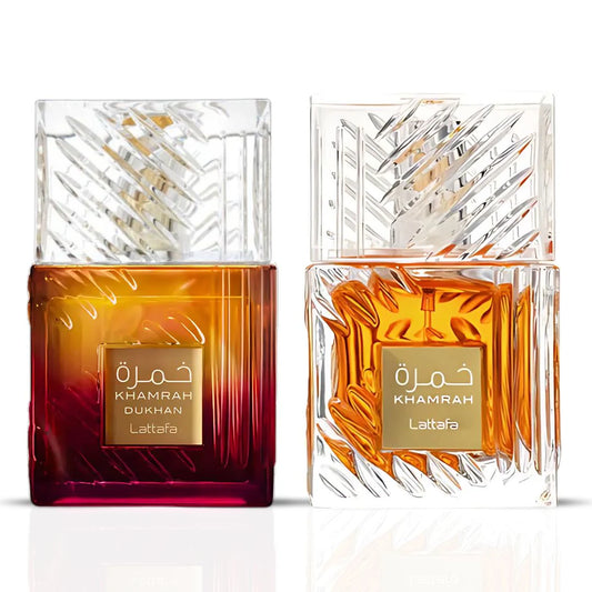 Khamrah & Khamrah Dukhan Eau de Parfum Sprays 100ml (3.4 oz) by Lattafa (Bundle)