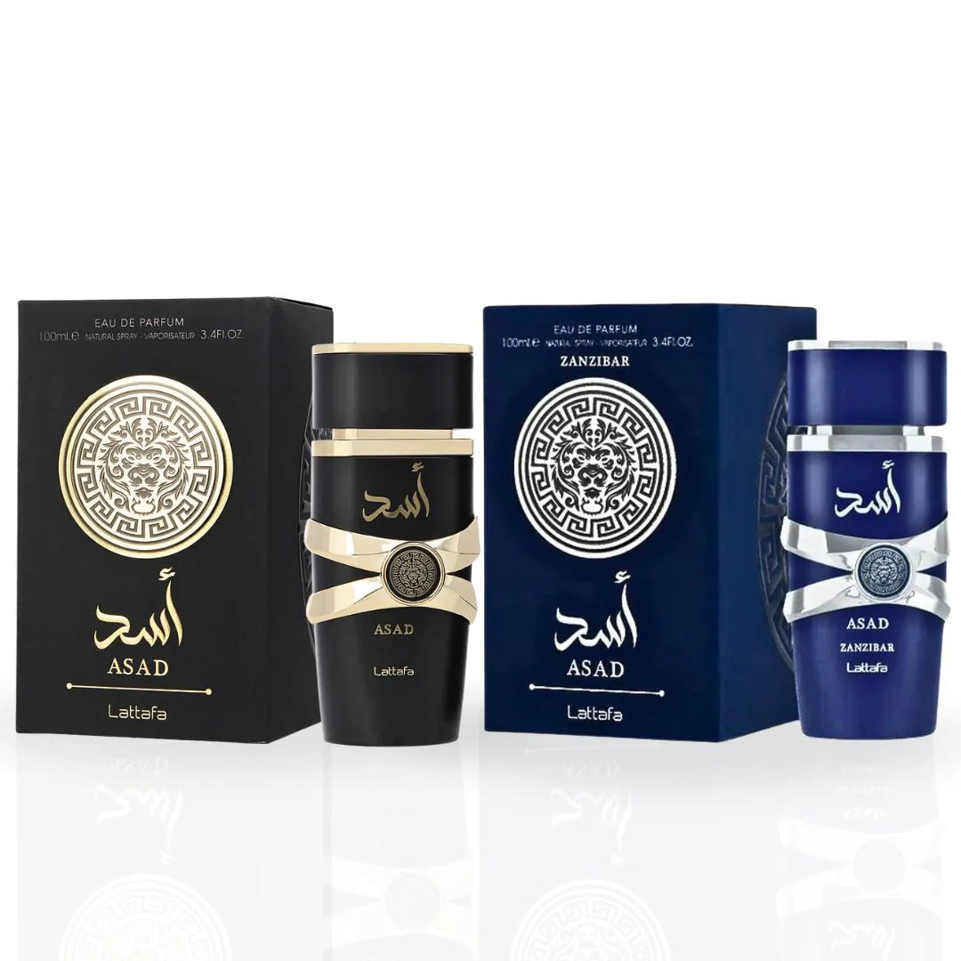 Asad & Asad Zanzibar Eau de Parfum Sprays 100ml (3.4 oz) by Lattafa (Bundle)