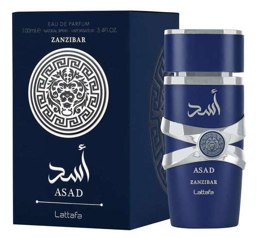ASAD ZANZIBAR EDP Spray 100ML (3.4OZ) by Lattafa | Long Lasting, Embrace The Essence Of Rich Tropical Paradise.