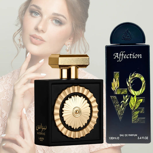 NEBRAS & AFFECTION - Unisex EDP Sprays 100ML (3.4 OZ) by Lattafa Pride, Sensational Layering Combination. (ELEGANT BUNDLE)